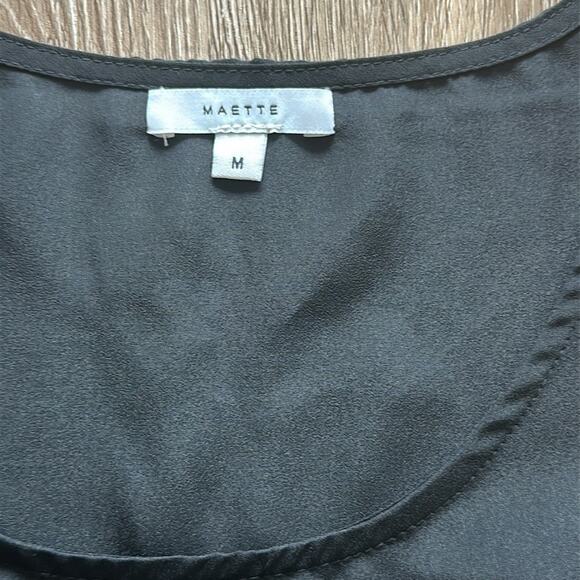 NWT Maette Black Feather Trim Tank Top - Picture 2 of 4